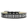 Mirage Pet 614-04 BK-20 0.75 in. Two Row Pearl & Clear Crystal Ice Cream Dog Collar Black - Size 20
