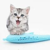 Catnip Toys Autmor Interactive Cat Toothbrush Chew Toy for Teeth Cleaning Dental Care Blue