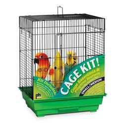 Prevue Pet Products Square Roof Green & Black Bird Cage Starter Kit 91321
