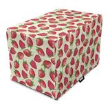 Fruits Dog Crate Cover Strawberries Vivid Growth Plant Vitamin Organic Diet Refreshing Image Easy to Use Pet Kennel Cover for Dogs 35 x 23 x 27 Eggshell Red Olive Green by Ambesonne