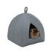 FurHaven Pet Products Fleece Tent Hooded Pet Bed for Cats & Small Dogs - Heather Gray