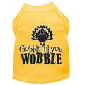 Mirage Pet 51-430 YWMD Gobble Til You Wobble Screen Print Dog Shirt Yellow - Medium