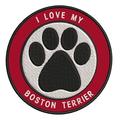 I Love my Boston Terrier 3.5 Iron-On or Sew-On Embroidered Patch Novelty Applique - Family Pet Canine Dog Breeds Animals Dog Paw - Vacation Travel Souvenir Tourist