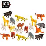 100 Piece Party Pack Mini Wild Jungle Animals - Plastic Mini Educational Jungle Animal Toys - Fun Gift Party Favors