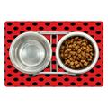 Red and Black Pet Mat for Food and Water Retro Vintage Pop Art Theme Old 60s 50s Rocker Inspired Bold Polka Dots Image Non-Slip Rubber Mat for Dogs and Cats 18 X 12 by Ambesonne