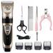 4 pcs/set Dog Clippers Rechargeable Cordless Dog Grooming Kit Electric Pets Hair Trimmers Shaver Shears for Small & Large Dogs Cats Pets