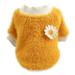 Winter Warm Cute Plush Pet Sweater Dog Round Neck Flowers Clothes Fleece Pet Coat For Small Dogs French Bulldog Puppy Dog Clothing Chihuahua Clothes Pet Home Clothes Yellow XS