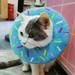 Donut Recovery Collar for Cats Protective Cute Soft Cat Cone Collar with Adjustable Drawstring Inflatable Soft Neck Cone for Puppy Dogs Cat Smooth Edge Collar After Surgery for Cat