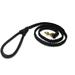 Dean & Tyler Braided Leather Dog Leash with Rolled Handle Comfort Braid Black 5.5 ft Solid Brass