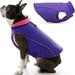 Gooby Sports Dog Vest - Purple Large - Fleece Lined Dog Jacket Coat with D Ring Leash - Reflective Vest Small Dog Sweater Hook and Loop Closure - Dog Clothes for Small Dogs Indoor and Outdoor Use