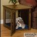 CHEW PROOF DOG CRATE WITH WIRE STRIPS Brown Maple Bing Cherry Maple large with Plastic Pan Pet Mattress and The lift up top