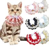 Ludlz Bandana for Cats Princess Cat Collar with Bell Bib Cute Lace Dog Cat Bandanas Scarf Accessories Bowknot Cat Costumes Small Dogs Outfit for Party