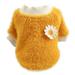 FANTADOOL Cute Plush Round Neck Warm Flowers Sweater Pet Dog Clothes Winter Warm Fleece Pet Coat For Small Dogs French Bulldog Puppy Dog Clothing Yellow