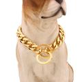 SPRING PARK Dog Choke Chain Collar Gold Cuban Link Dog Collar Stainless Steel Metal Slip Choker Collars Heavy Duty Chew Proof Walking