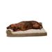 FurHaven Pet Products Wave Fur & Velvet Memory Foam Deluxe L-Chaise Pet Bed for Dogs & Cats - Brownstone Large