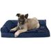 FurHaven Pet Products Plush & Velvet Memory Foam Deluxe L-Chaise Pet Bed for Dogs & Cats - Deep Sapphire Medium