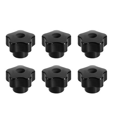 Star Knob Grip Handle M10 Diameter Insert Female Thread Set of 6 - Black