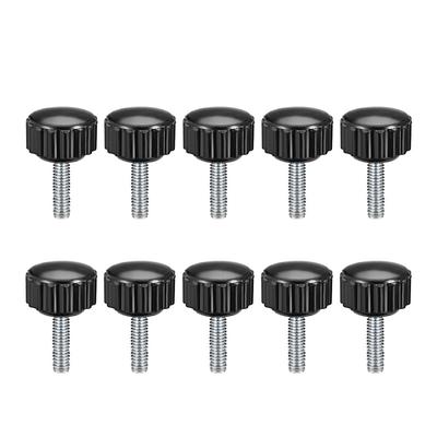M4x16mm Male Thread Knurled Clamping Knobs Grip Thumb Screw on 10Pcs - Black,Silver Tone