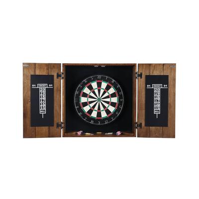 Hathaway Drifter Bristle Dartboard and Cabinet Set- Rustic Oak Finish