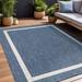 Beverly Rug Indoor/Outdoor Area Rugs Bordered Patio Porch Garden Carpet Blue and White 8 x10