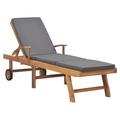 vidaXL Patio Lounge Chair Sunlounger Deckchair with Cushion Solid Teak Wood