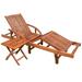 walmeck Sun Lounger with Table Solid Acacia Wood