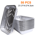 Aluminum Foil Grill Drip Pans -Bulk Pack of Durable Grill Trays Disposable BBQ Grease Pans Compatible with Made Also Great for Baking Roasting and Cooking 50PCS