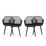 GDF Studio Tate Outdoor Modern Dining Chair Set of 4 Black