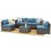 Context Evoke 6 Piece All Weather Wicker Sofa Seating Group with Cushions and Coffee Table - Blue