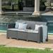 St. Pete Outdoor 3 Seater Wicker Rattan Style Sofa with Weather Resistant Cushions Charcoal and Light Grey