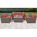 TK Classics Monterey Wicker 5 Piece Patio Conversation Set with Club Chair and 2 Sets of Cushion Covers