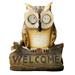 Solar Powered Owl On A Log With Welcome Sign Outdoor LED Garden Light Decor