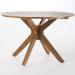 Noble House Stamford 47.25 Round Wooden Patio Dining Table in Teak