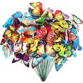 100pcs Butterfly Stakes Outdoor Yard Planter Flower Pot Bed Garden Ornaments Decor Holiday Decorations Multicolor Butterfly Stake Plant Stakes Fairy Butterfly Accessories Gift PVC 9.8