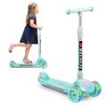 Kick Scooters for Kids 3-Wheel Foldable Scooter with Extra Wide PU LED Light Up Wheels Adjustable Height Back Wheel Brake Wide Standing Board Best Gifts for Girls Boys 3-10 Years Old Lean to Steer