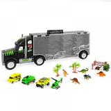 Taykoo Car Toys Transport Carrier Truck Dinosaur Toys (Includes 6 Dinosaurs and 3 Mini Car and 1 Mini airplane 2 Mini Tree) for 3-12 Years Old Boys and Girls