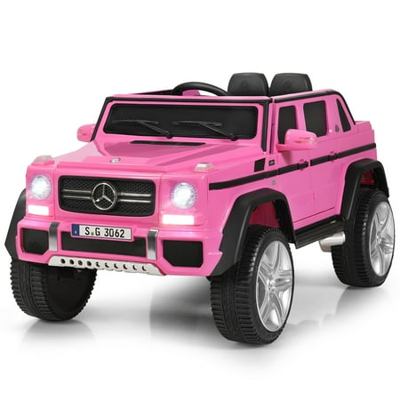 Patiojoy Licensed Mercedes Benz 12V Electric Kid RC Car Battery Powered Ride On Car Pink