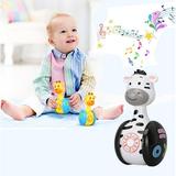 Amerteer Baby Toys for 6 Months Plus Musical Toys Cartoon Giraffe Zebra Tumbler Toys for Baby Toddlers Sound Toy with Music and LED Light Early Educational Toys Games Baby Gifts for Kids Boys Girls