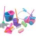 9pcs/set Mini Pretend Play Mop Broom Toys Cute Kids Cleaning Furniture Tools Kit House Clean Toys Color Random ( Dolls Accessories)