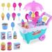 Balems Ice Cream Pretend Toys Set 16Pcs Pretend School Playset Food Truck Ice Cream Cart Toys for Kids Boys Girls 3-6 Year Old