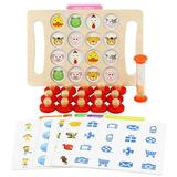 Yesbay Memory Chess Animal Number Block Wooden Board Matching Game Intelligent Kids Toy Memory Chess Toy 1#