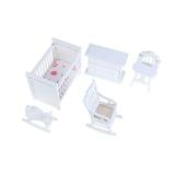 Party Yeah 5Pcs 1:12 Dollhouse Miniature Baby s Room Furniture Set Crib Cabinet Chair