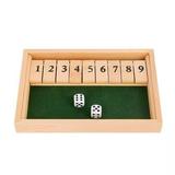 1 Set Shut The Box Dice Board Game Wooden Flaps & Dices Game 4 Players Pub Bar Party Supplies Family Entertainment For Kids & Adults STYLE 1-GREEN STYLE 1-GREEN