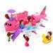 Airplane Toy Transport Airplane Toy Set Play House with Bed Vanity Table Chair for Kids Girls 3 Years Old and Up