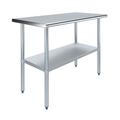 AmGood 48 Long x 24 Deep Stainless Steel Work Table | Metal Work Bench Utility | Work Station