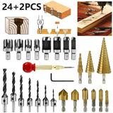 HOTBEST 24pcs Drill Bit Set Heavy-Duty Shockwave Impact Driver Bits Drill Bit Set HSS Metal Step Cone Drill for Wood Metal Cement Drilling and Screw Driving