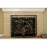 Barton 39 x 33 Single Panel Nature-Inspired Colored Curved Fireplace Screen Tree of Life Decor