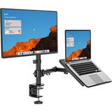 WALI Laptop and Monitor Mount Stand Single Monitor Desk Mount with Tray for 1 Laptop Notebook up to 17 inch and 1 LCD Monitor Mount up to 27 inch Weight up to 22lbs (M001LP) Black