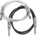 Seismic Audio Pair of 3 Foot 1/4 Inch TS Patch Cables - Unbalanced Audio Cords - SASTSX-3White-1B1W