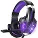 BENGOO G9000 Stereo Gaming Headset for PS4 PC Xbox One Controller Noise Cancelling Over Ear Headphones with Mic LED Light Bass Surround Soft Memory Earmuffs Purple